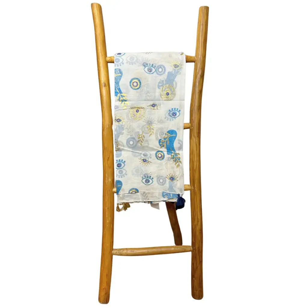 Nomad Sari On the Med Collection – Pareo – White , Blue & Gold Evil Eye Design | www.artisangoods.co.uk 3 Nomad Sari On the Med Collection – Pareo – White , Blue & Gold Evil Eye Design | www.artisangoods.co.uk 3