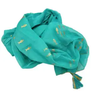 Nomad Sari On the Med Collection – Pario – Turquoise & Gold Fish Design | www.artisangoods.co.uk Nomad Sari On the Med Collection – Pario – Turquoise & Gold Fish Design | www.artisangoods.co.uk 1