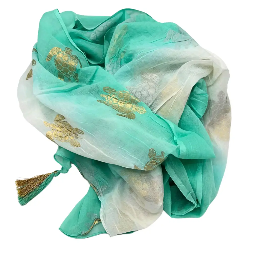Nomad Sari On the Med Collection – Pario – White & Turquoise Gold Turtle Design | www.artisangoods.co.uk