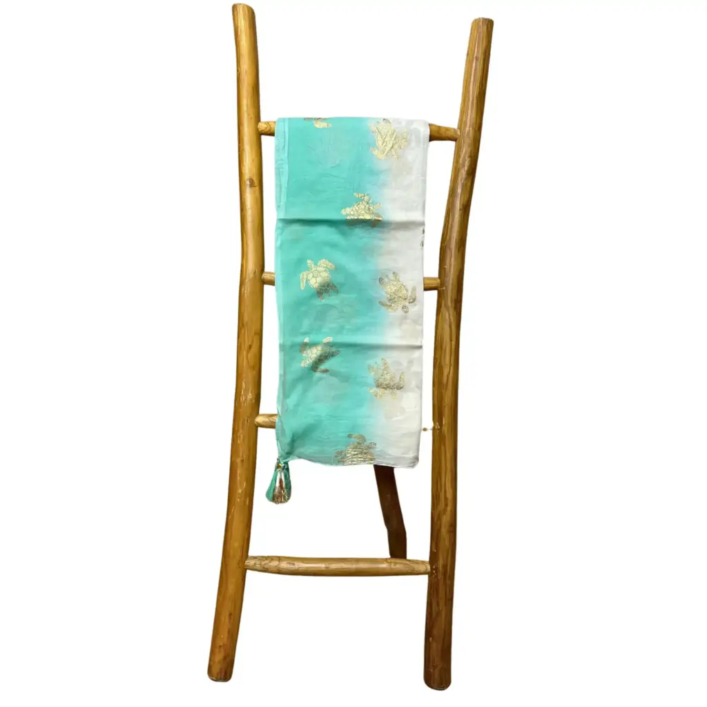 Nomad Sari On the Med Collection – Pario – White & Turquoise Gold Turtle Design | www.artisangoods.co.uk 2
