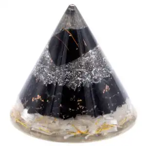 Orgonite Cone – Selenite and Black Toumaline Copper – 90 mm | www.artisangoods.co.uk 1