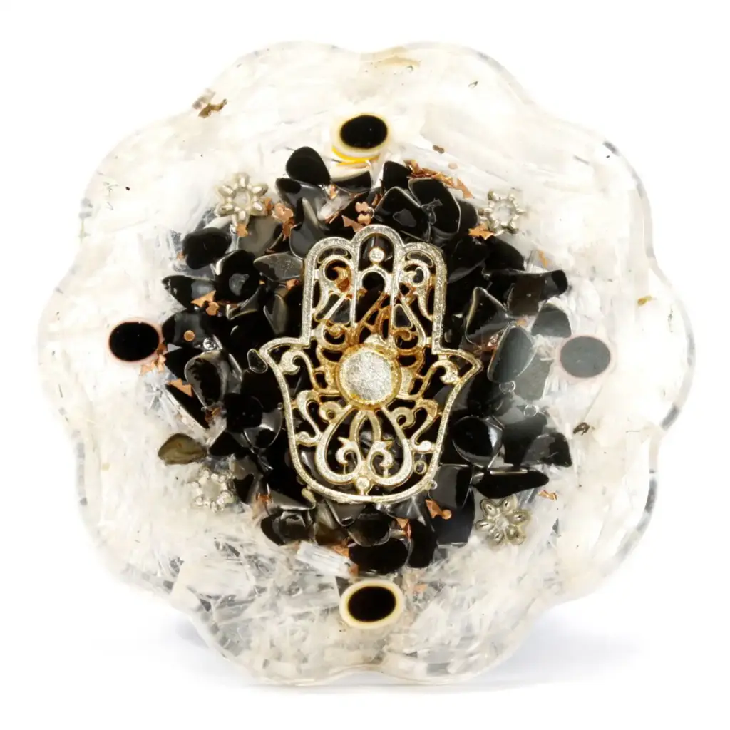 Orgonite Desk Power Packs – Hamsa with Sellonite – Med | www.artisangoods.co.uk