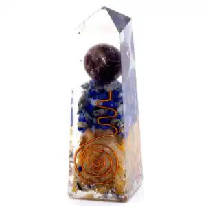 Orgonite Obelisk Power Point Copper, Lapis and Yellow Aventurine – 90×25 mm | www.artisangoods.co.uk 1
