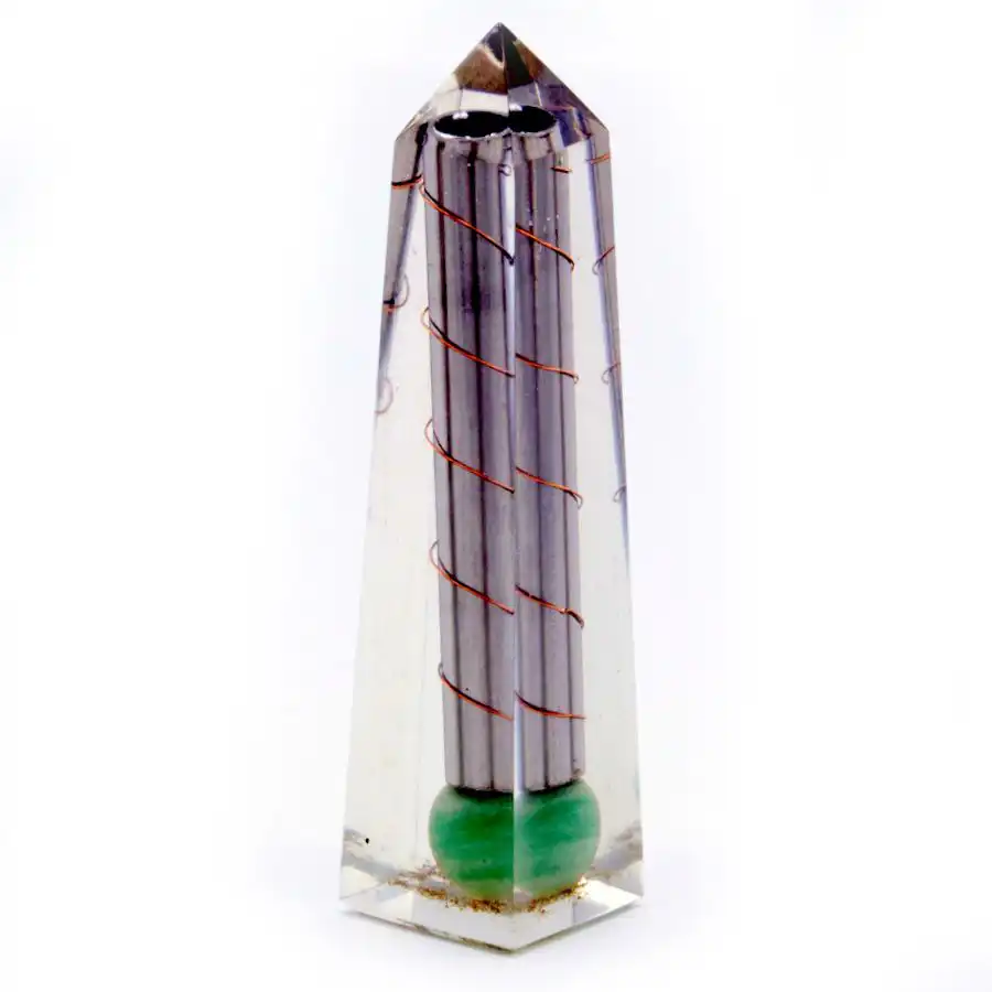Orgonite Obelisk Power Point Green Aventurine – 110×30 mm | www.artisangoods.co.uk 2 Orgonite Obelisk Power Point Green Aventurine – 110×30 mm | www.artisangoods.co.uk 1