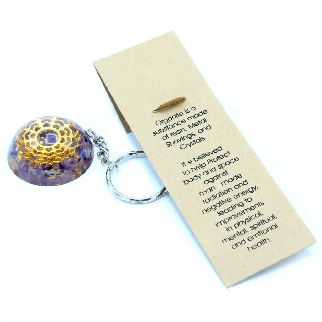 Orgonite Power Keyring – Amethyst Mandala Hearts | www.artisangoods.co.uk 5
