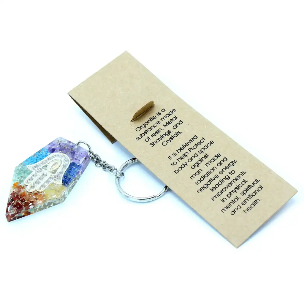 Orgonite Power Keyring – Gemstone Chakra Hamsa | www.artisangoods.co.uk 3 Orgonite Power Keyring – Gemstone Chakra Hamsa | www.artisangoods.co.uk 3