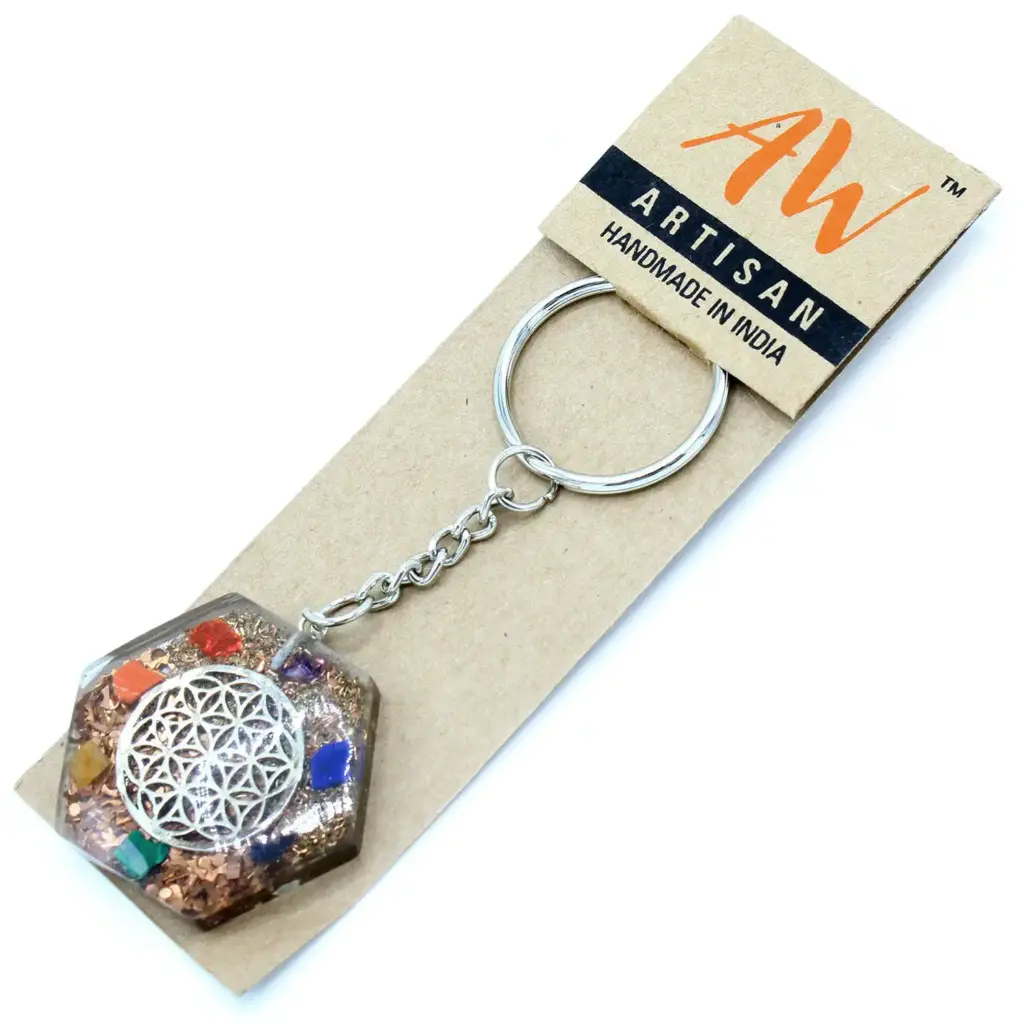 Orgonite Power Keyring – Octagon Flower of Life | www.artisangoods.co.uk