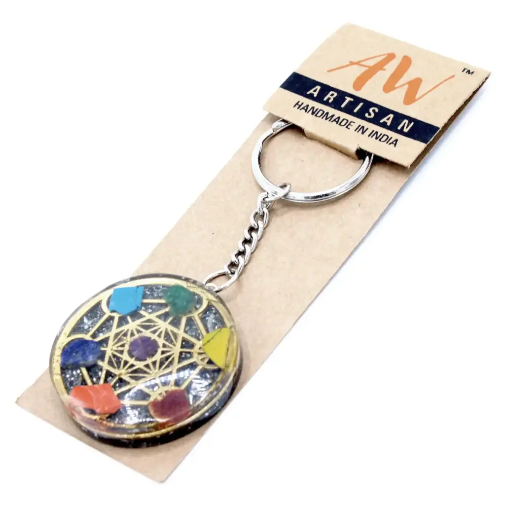 Orgonite Power Keyring – Round Seven Chakra | www.artisangoods.co.uk