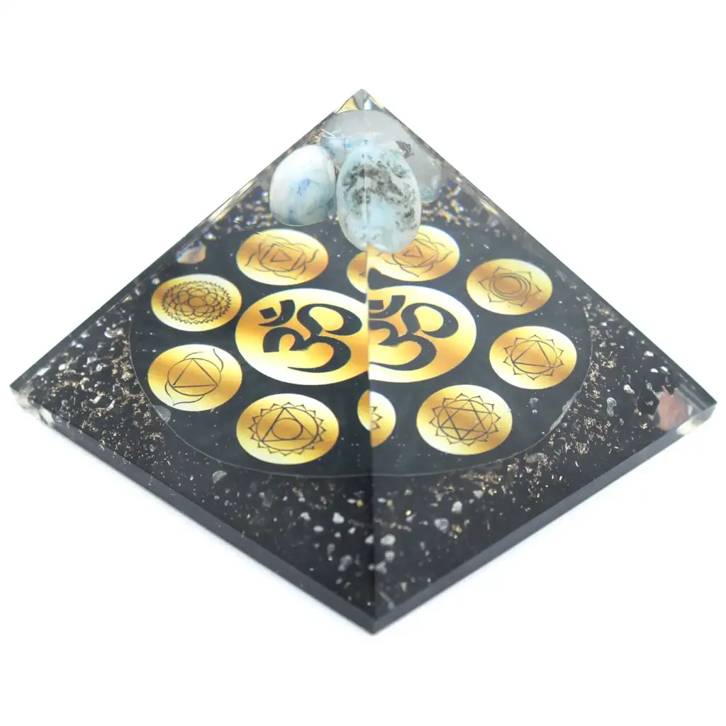 Orgonite Pyramid – Midnight Om Chakra – 90mm | www.artisangoods.co.uk 2 Orgonite Pyramid – Midnight Om Chakra – 90mm | www.artisangoods.co.uk 2