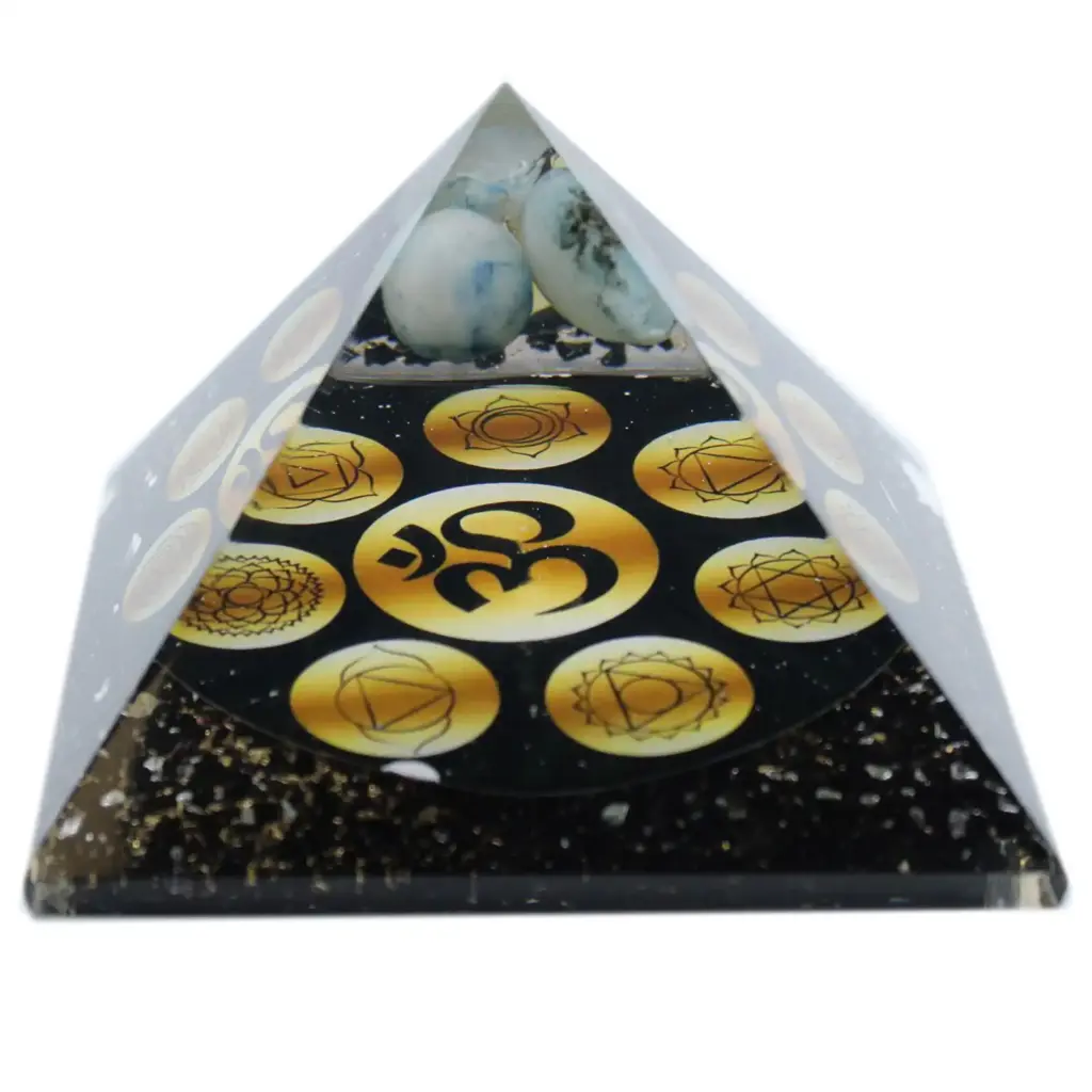 Orgonite Pyramid – Midnight Om Chakra – 90mm | www.artisangoods.co.uk