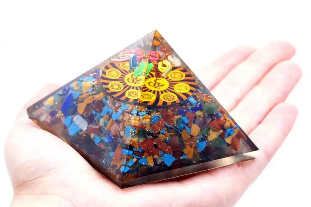 Orgonite Pyramid – Om Chakra – 70 mm | www.artisangoods.co.uk 2 Orgonite Pyramid – Om Chakra – 70 mm | www.artisangoods.co.uk 2