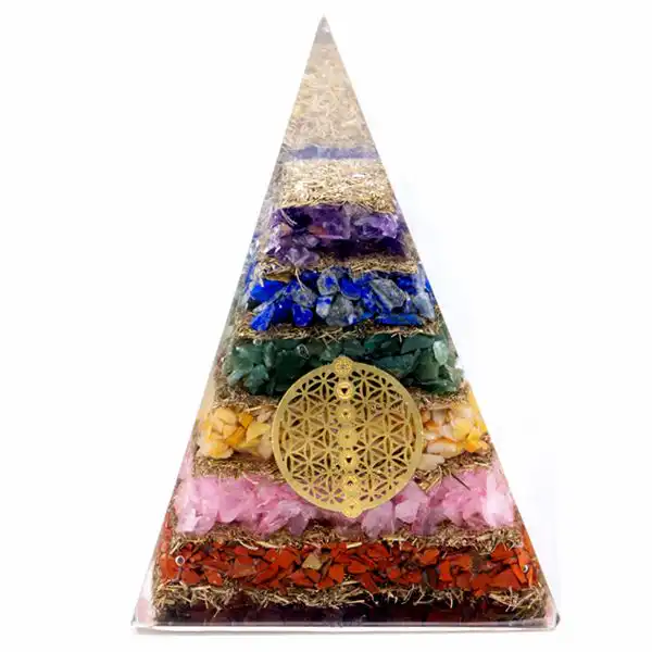 Orgonite Pyramid – Seven Chakra Flower of Life – 70 mm | www.artisangoods.co.uk 2 Orgonite Pyramid – Seven Chakra Flower of Life – 70 mm | www.artisangoods.co.uk 1