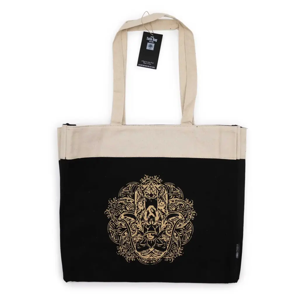Oversized Tote Bag Chocolate Stonewash 14oz – Freedom Hamsa | www.artisangoods.co.uk Oversized Tote Bag Chocolate Stonewash 14oz – Freedom Hamsa | www.artisangoods.co.uk