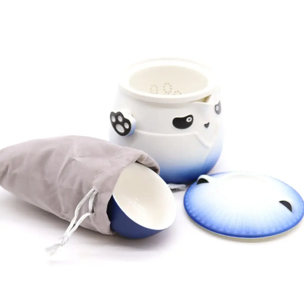 Panda Teapot Set & Three Cups – Sky Blue | www.artisangoods.co.uk 3
