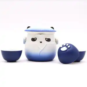 Panda Teapot Set & Three Cups – Sky Blue | www.artisangoods.co.uk 1