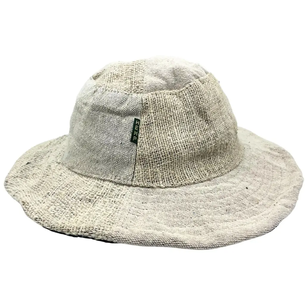 Patched and Wired Hemp & Cotton Boho Festival Hat – Natural | www.artisangoods.co.uk