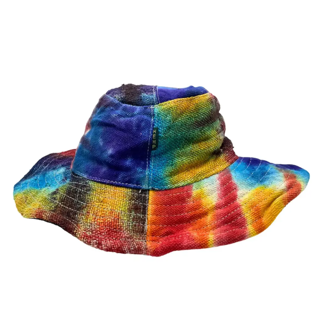 Patched and Wired Hemp & Cotton Boho Festival Hat – Tiedye | www.artisangoods.co.uk