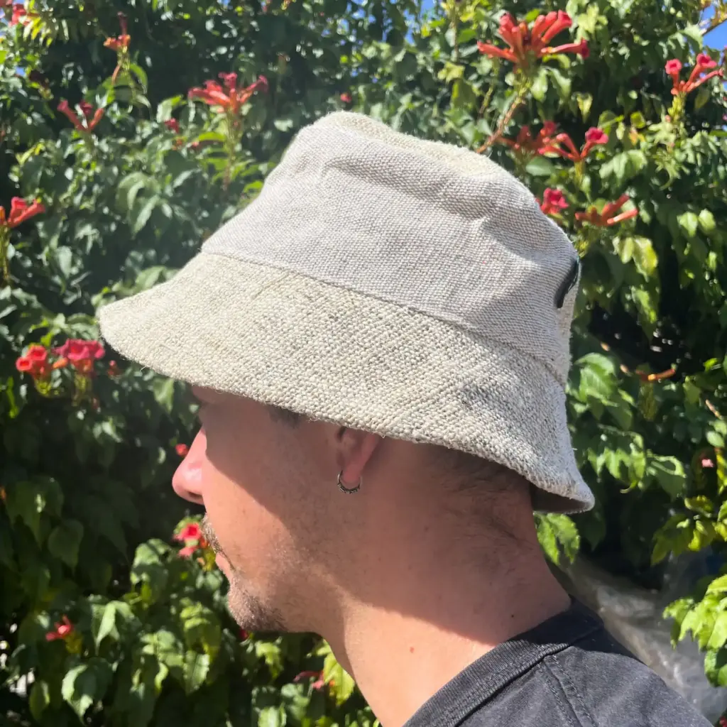 Patched Hemp & Cotton Boho Festival Hat – Natural | www.artisangoods.co.uk 4