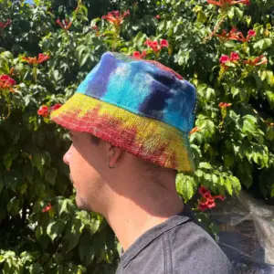 Patched Hemp & Cotton Boho Festival Hat – Tiedye | www.artisangoods.co.uk 2