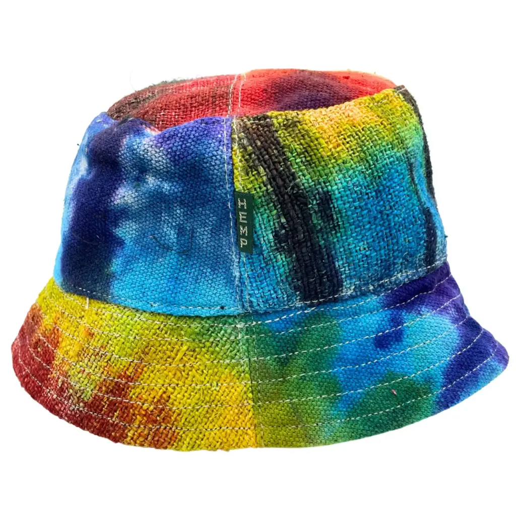 Patched Hemp & Cotton Boho Festival Hat – Tiedye | www.artisangoods.co.uk