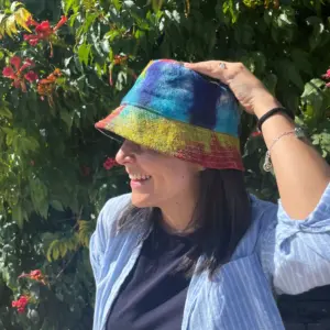 Patched Hemp & Cotton Boho Festival Hat – Tiedye | www.artisangoods.co.uk 3