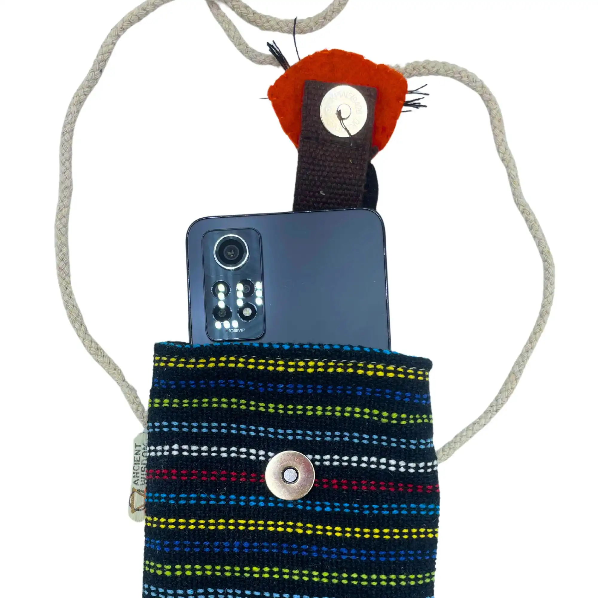 Phone Holder Bag Black and Multi – fox decor | www.artisangoods.co.uk 3 Phone Holder Bag Black and Multi – fox decor | www.artisangoods.co.uk 2