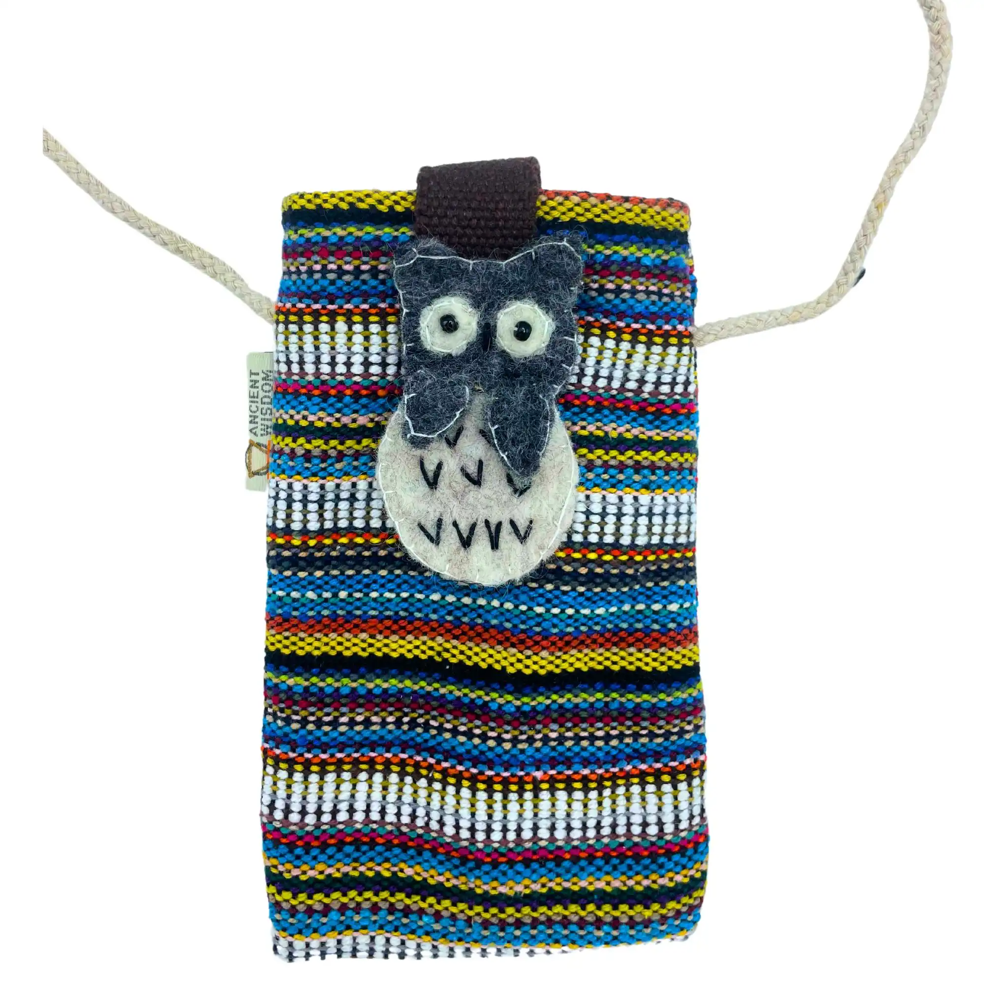 Phone Holder Bag Stripes Multi and White – owl decor | www.artisangoods.co.uk 5 Phone Holder Bag Stripes Multi and White – owl decor | www.artisangoods.co.uk 4