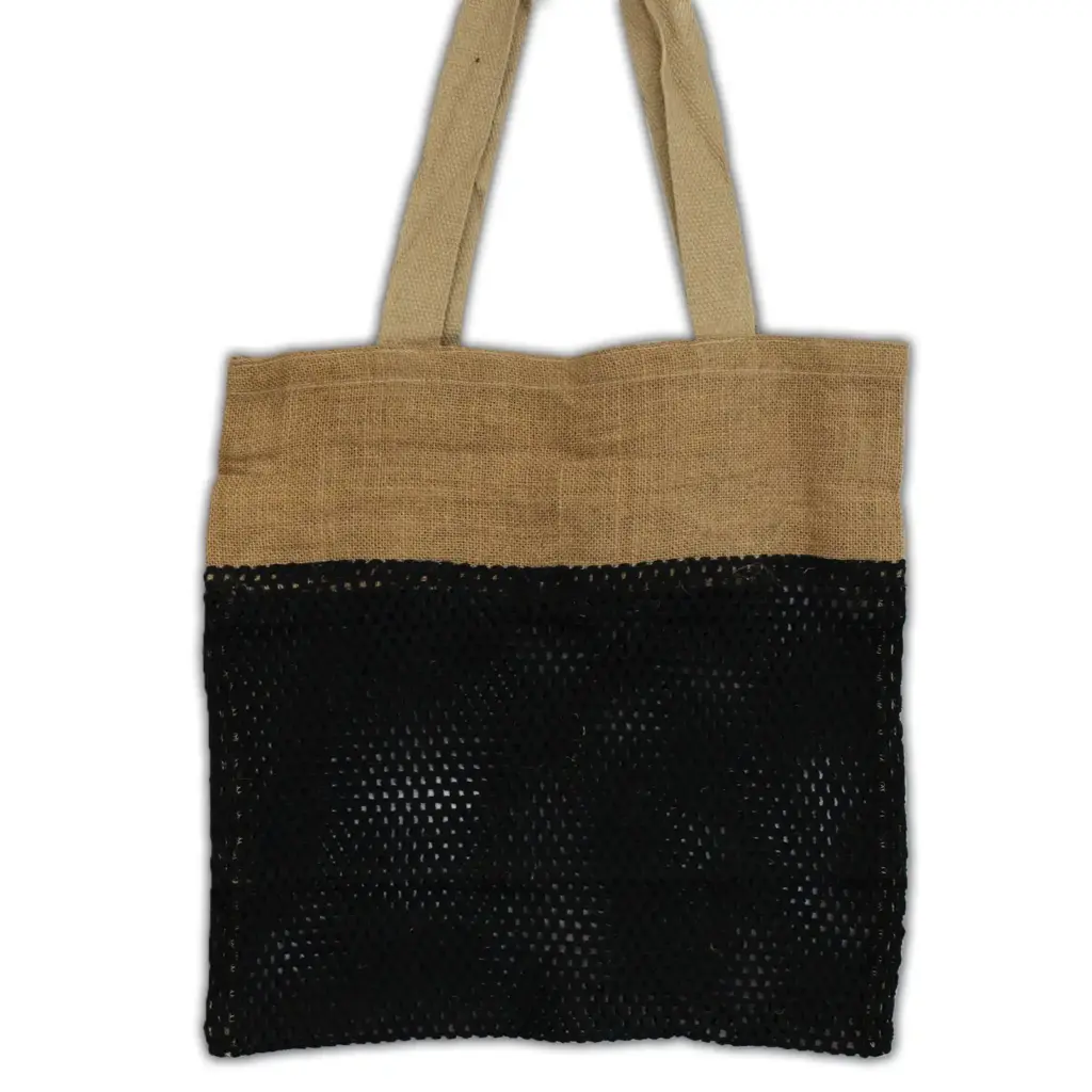 Pure Soft Jute and Cotton Mesh Bag – Black | www.artisangoods.co.uk Pure Soft Jute and Cotton Mesh Bag – Black | www.artisangoods.co.uk