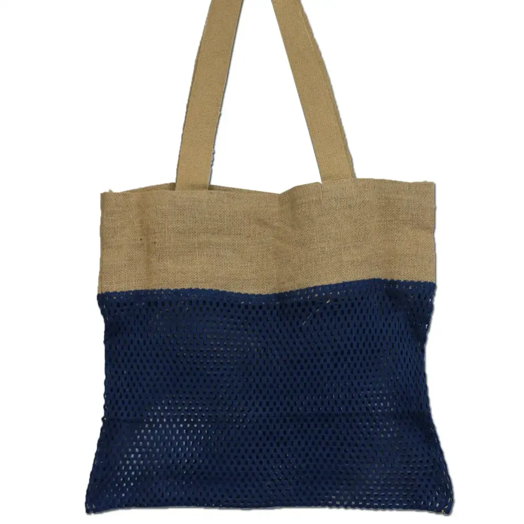 Pure Soft Jute and Cotton Mesh Bag – Denim | www.artisangoods.co.uk Pure Soft Jute and Cotton Mesh Bag – Denim | www.artisangoods.co.uk
