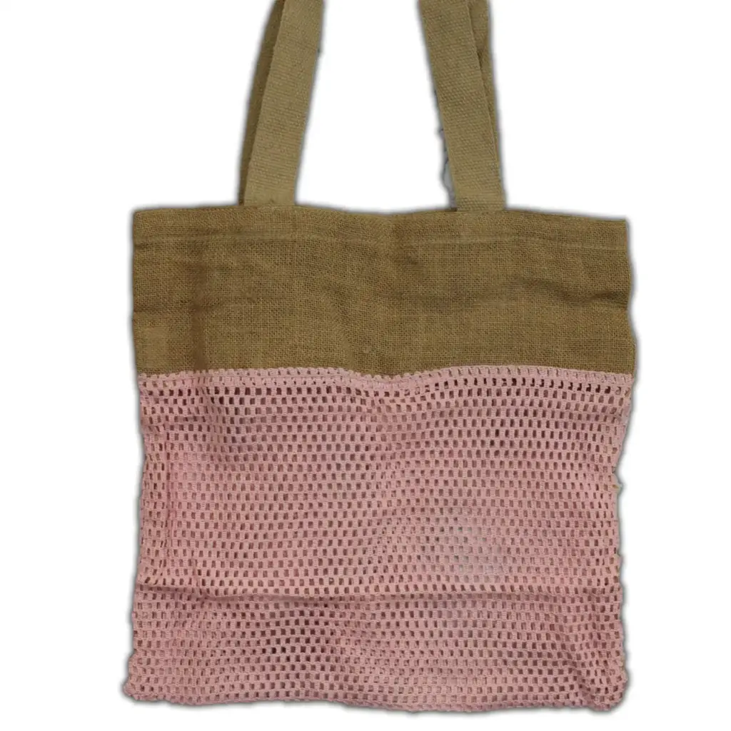Pure Soft Jute and Cotton Mesh Bag – Rose | www.artisangoods.co.uk Pure Soft Jute and Cotton Mesh Bag – Rose | www.artisangoods.co.uk