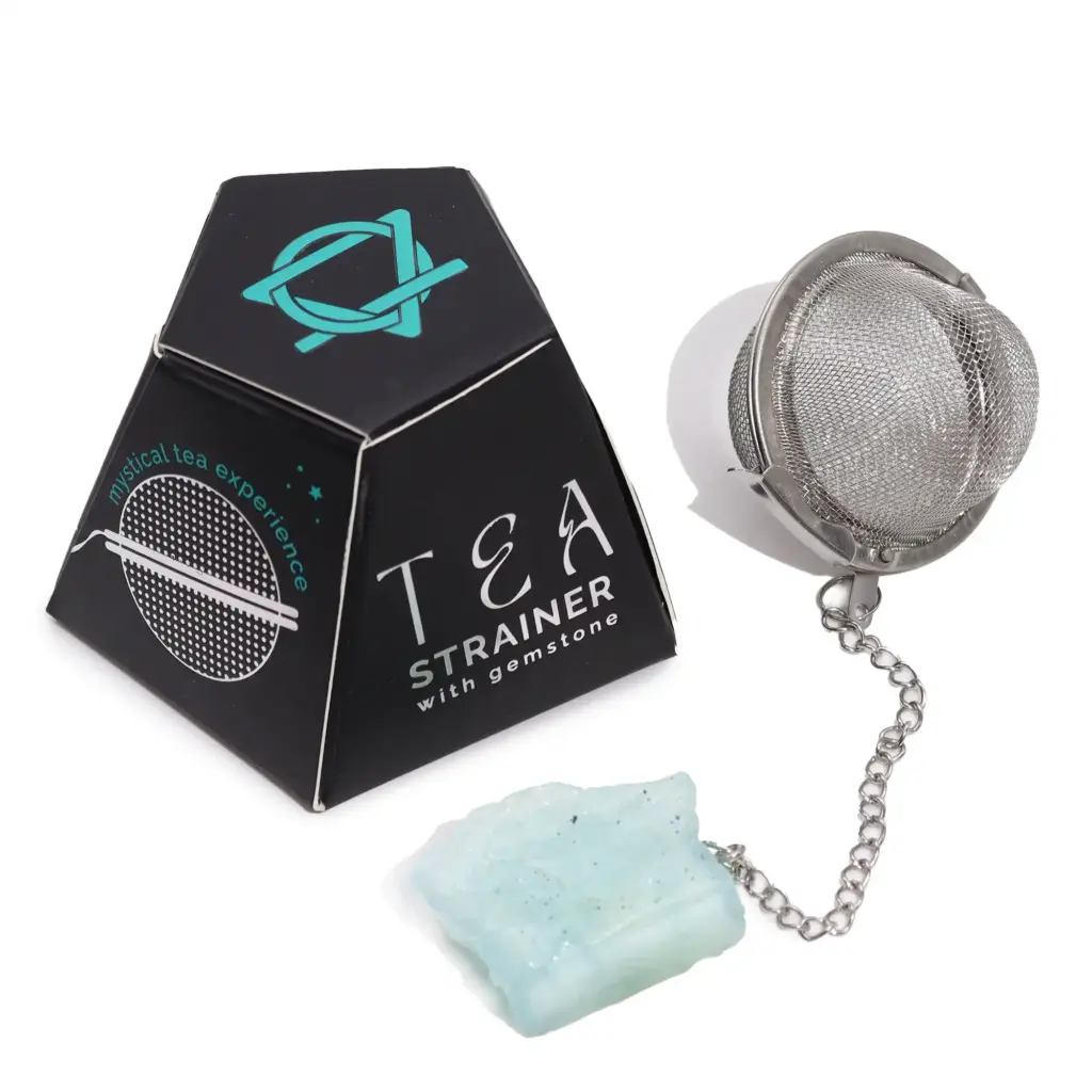 Raw Crystal Gemstone Tea Strainer – Aquamarine | www.artisangoods.co.uk Raw Crystal Gemstone Tea Strainer – Aquamarine | www.artisangoods.co.uk