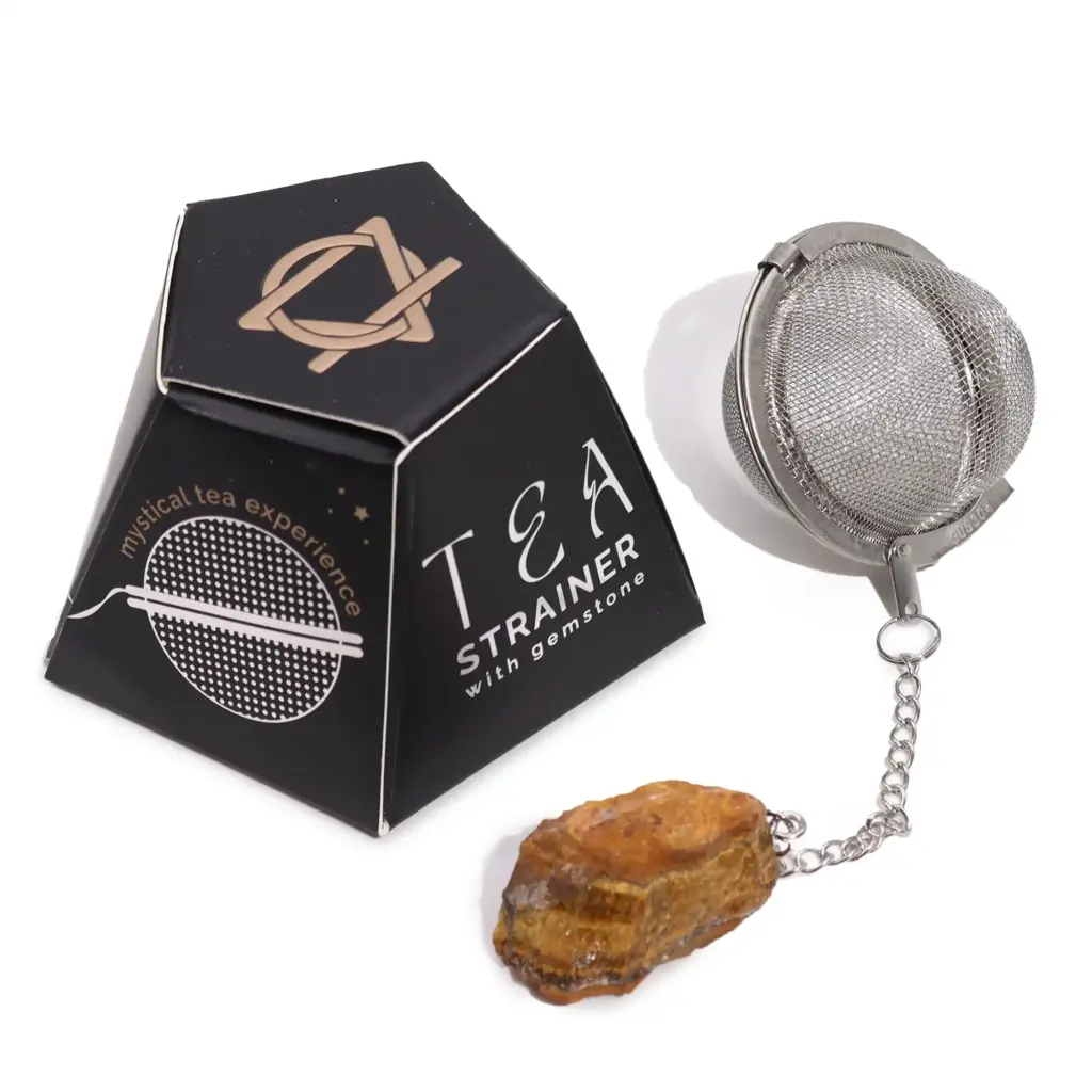 Raw Crystal Gemstone Tea Strainer – Gold Tigers Eye | www.artisangoods.co.uk Raw Crystal Gemstone Tea Strainer – Gold Tigers Eye | www.artisangoods.co.uk