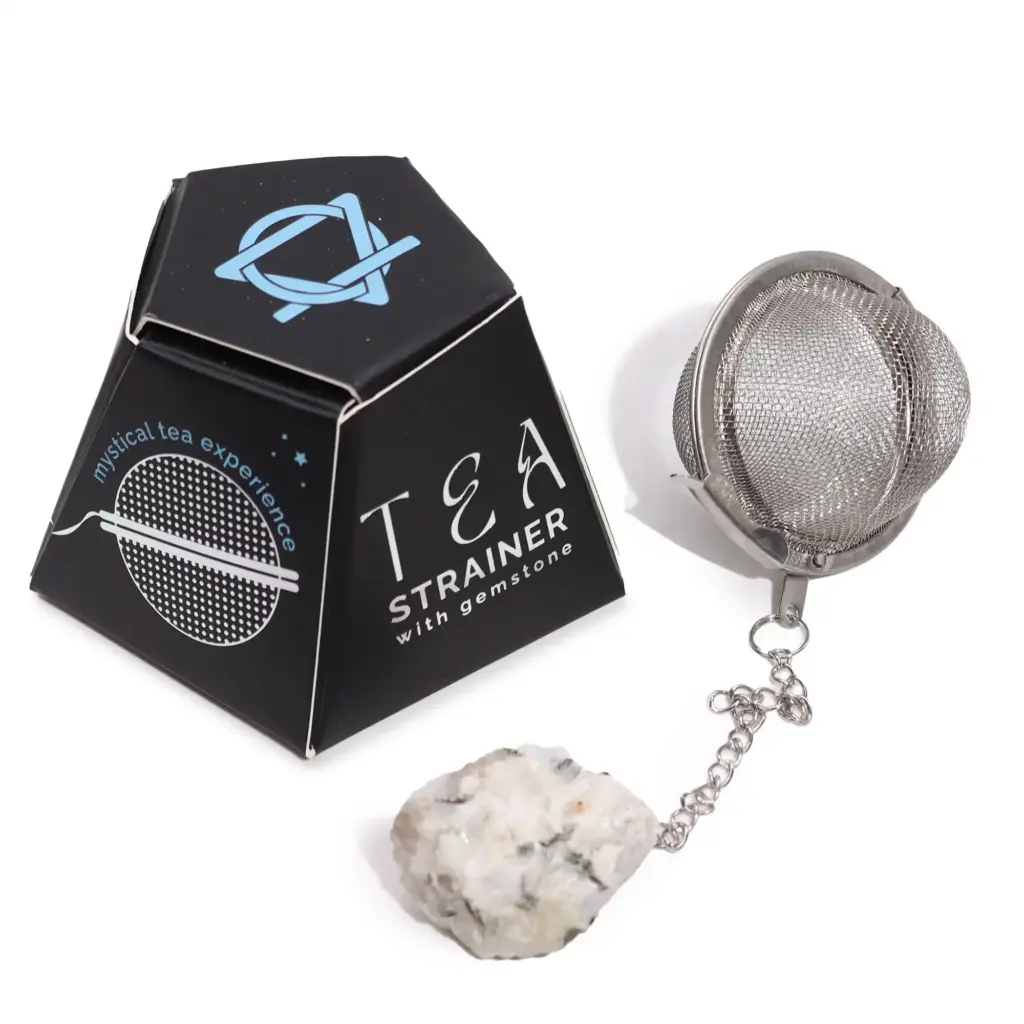 Raw Crystal Gemstone Tea Strainer – Rainbow Moonstone | www.artisangoods.co.uk Raw Crystal Gemstone Tea Strainer – Rainbow Moonstone | www.artisangoods.co.uk