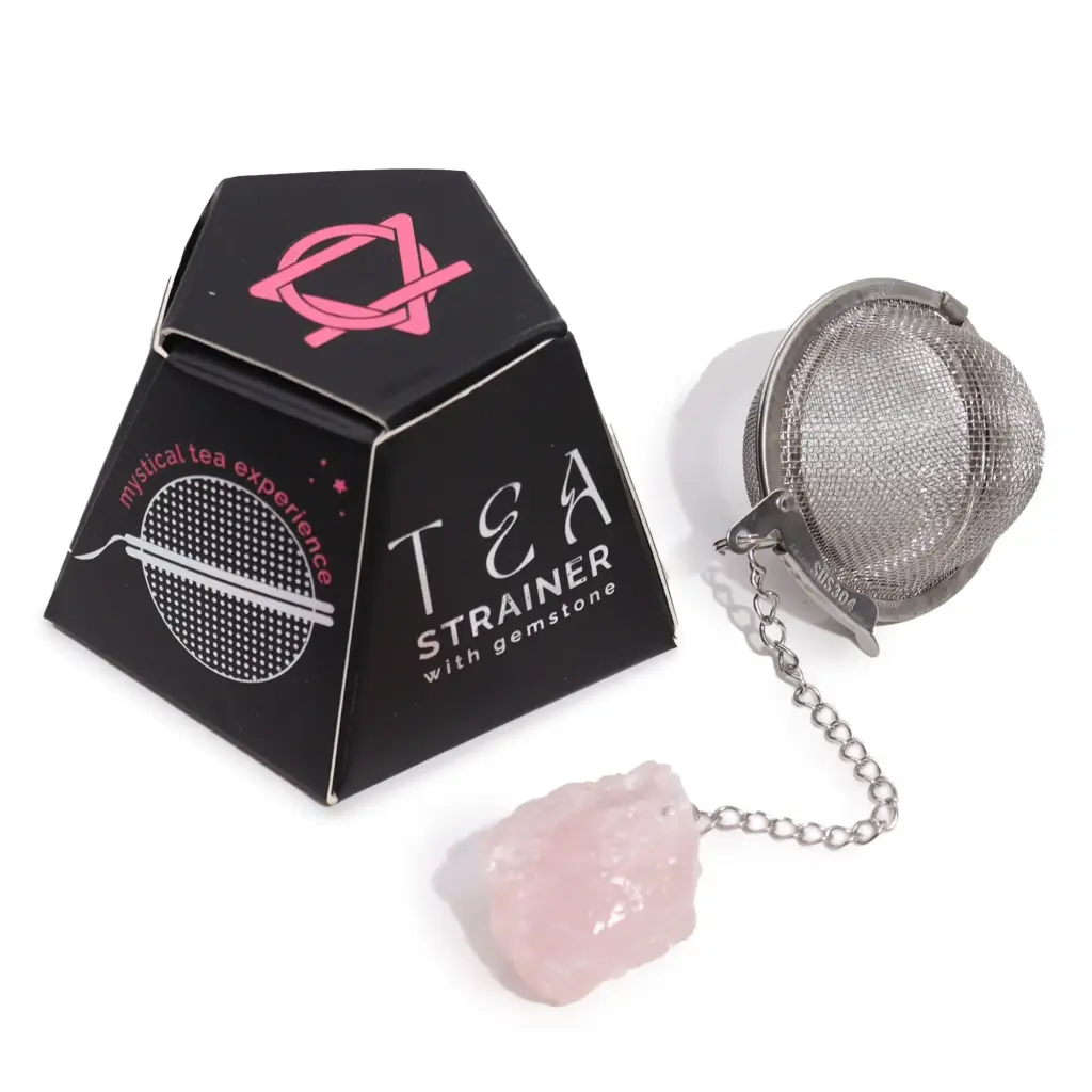 Raw Crystal Gemstone Tea Strainer – Rose Quartz | www.artisangoods.co.uk Raw Crystal Gemstone Tea Strainer – Rose Quartz | www.artisangoods.co.uk