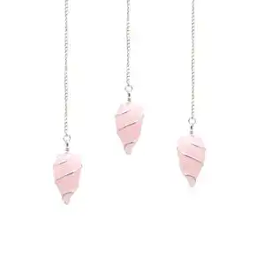 Raw Gemstone Pendulum – Rose Quartz | www.artisangoods.co.uk 1