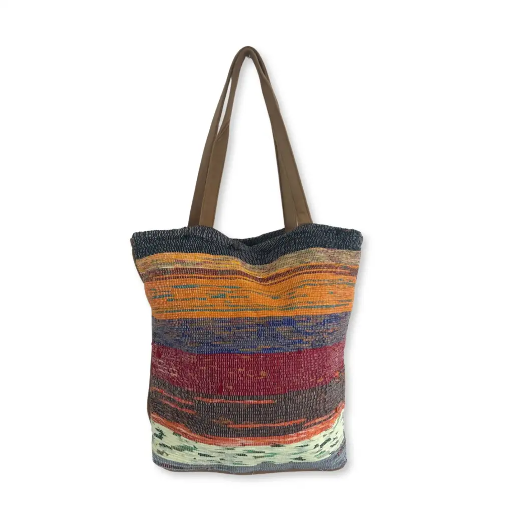 Recycled Big Rug Bag – Shades of Mushrooms | www.artisangoods.co.uk 3