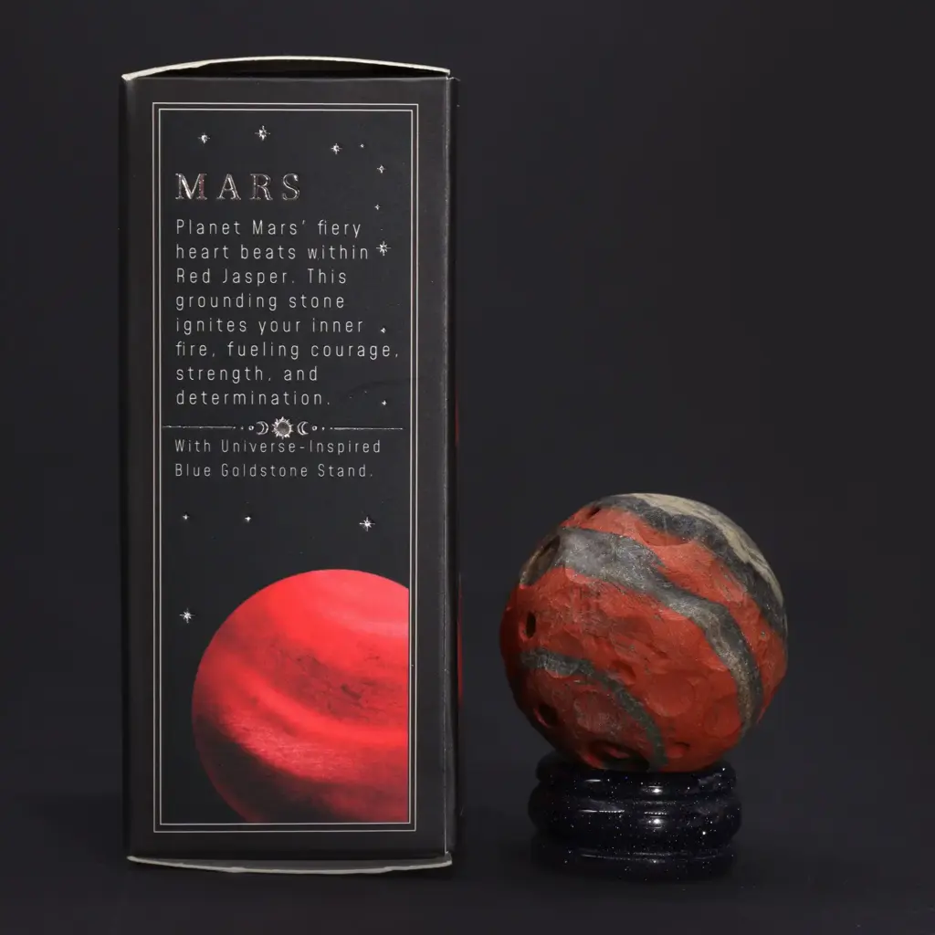 Red Jasper Planet on a Sola Goldstone Stand (MARS) | www.artisangoods.co.uk
