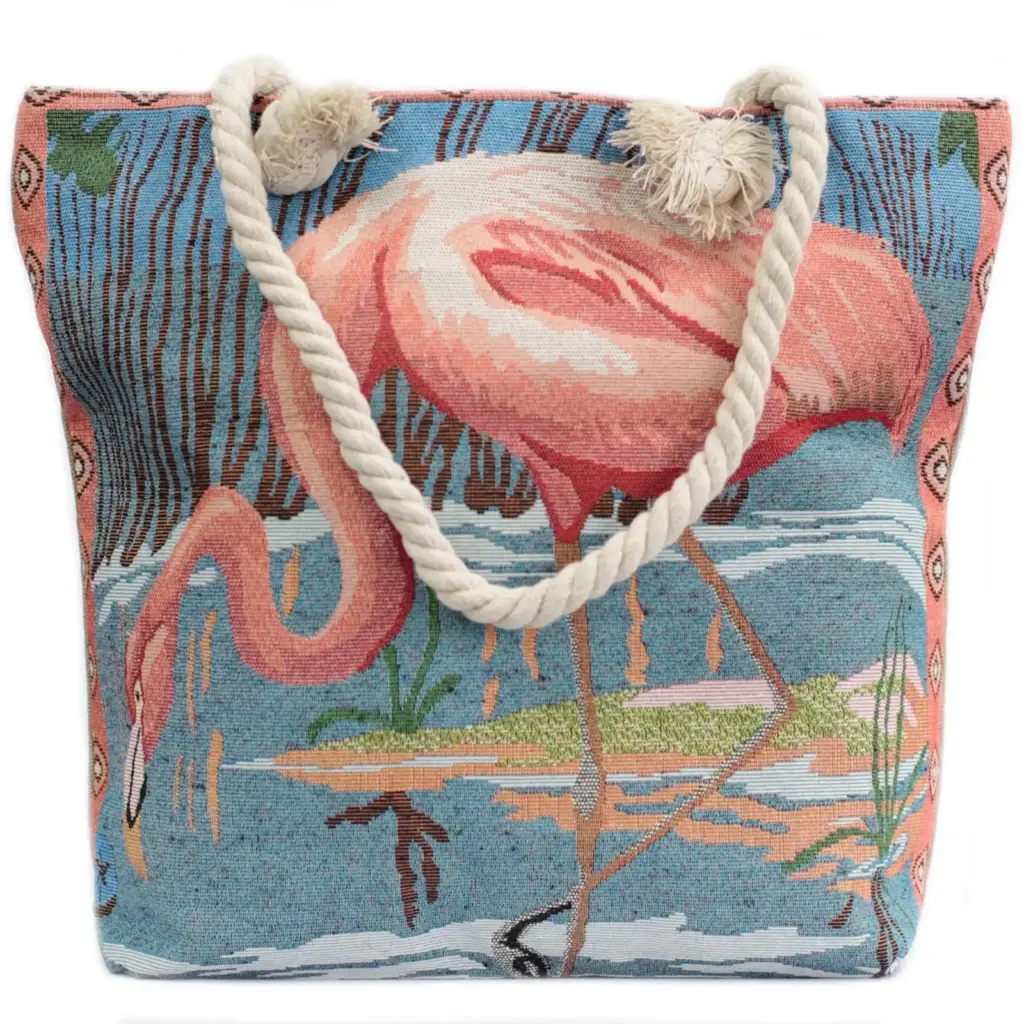 Rope Handle Bag – Pink Flamingo | www.artisangoods.co.uk Rope Handle Bag – Pink Flamingo | www.artisangoods.co.uk