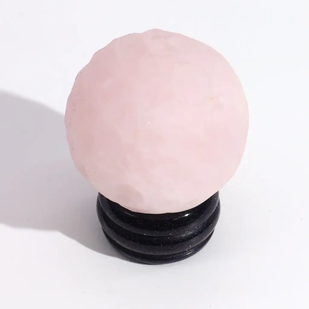 Rose Quartz Planet on a Sola Goldstone Stand (VENUS) | www.artisangoods.co.uk 3