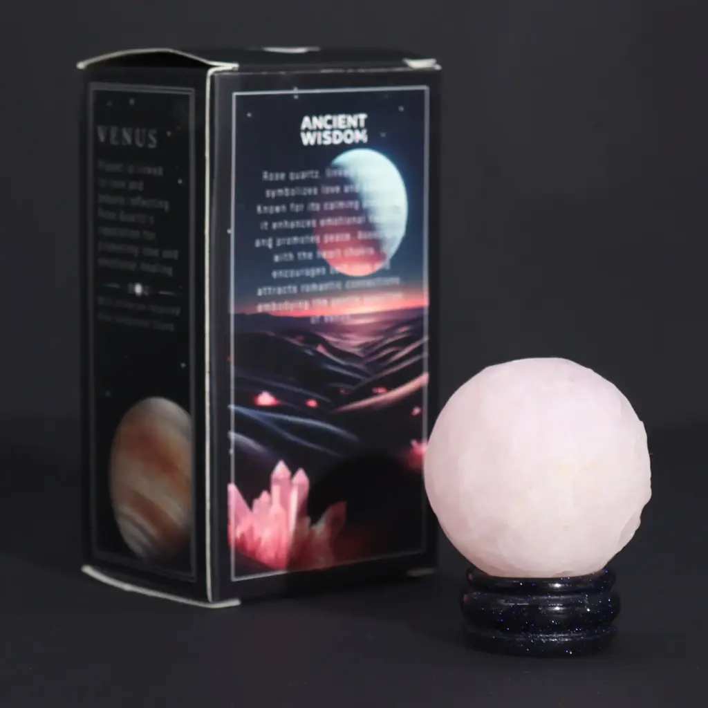 Rose Quartz Planet on a Sola Goldstone Stand (VENUS) | www.artisangoods.co.uk 2