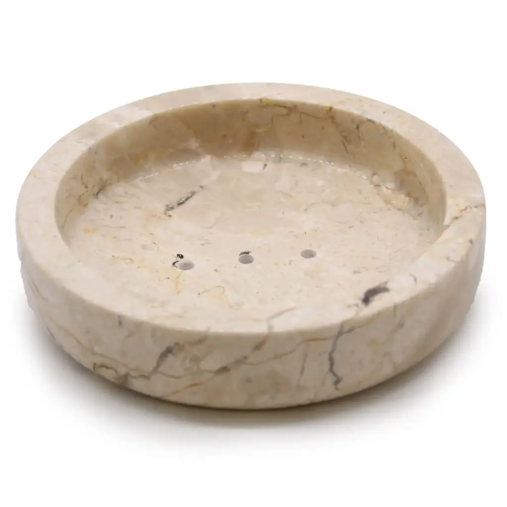 Round Honey Marble Flat Soap Dish | www.artisangoods.co.uk