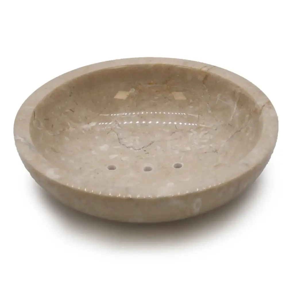 Round Honey Marble Rounded Soap Dish | www.artisangoods.co.uk