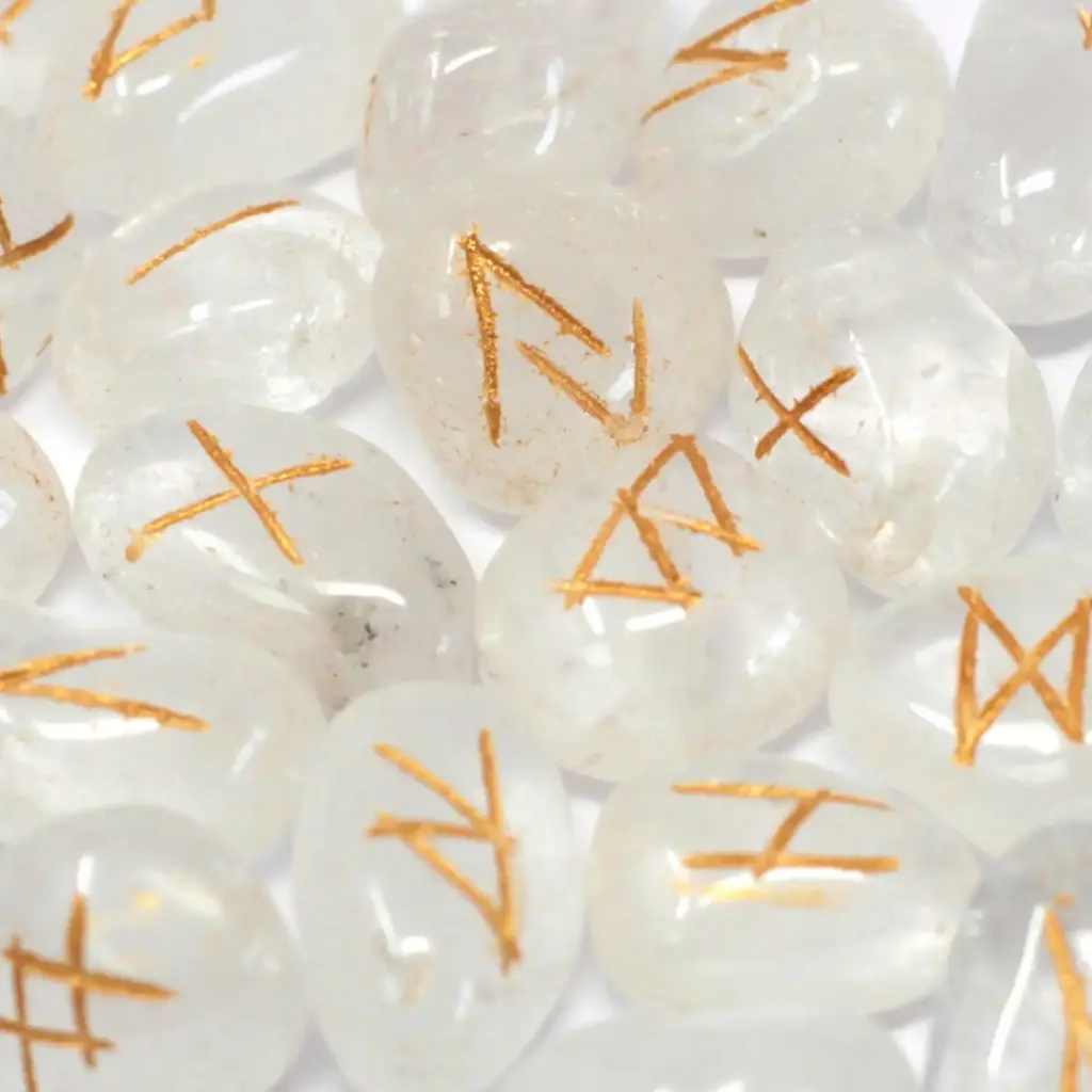 Runes Stone Set in Pouch  – Crystal | www.artisangoods.co.uk