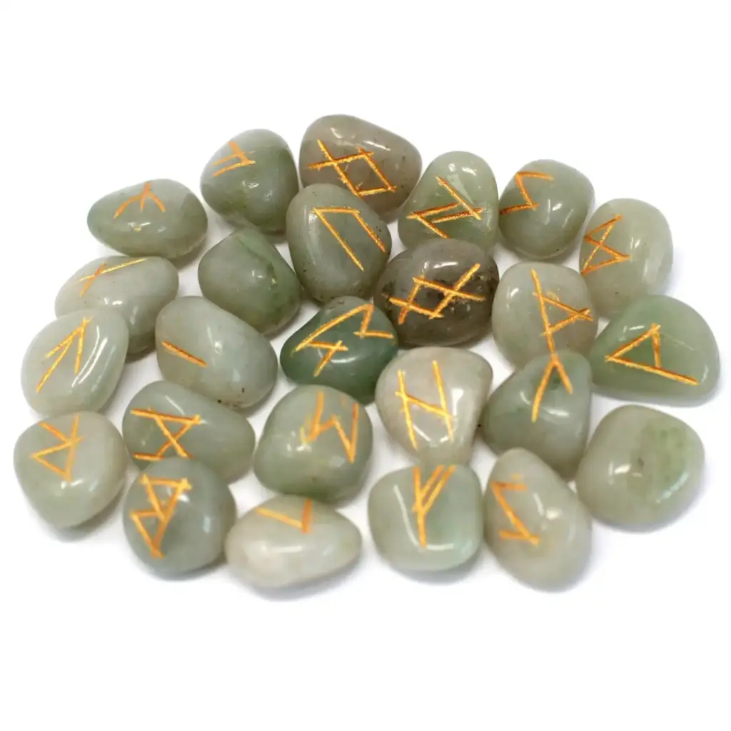 Runes Stone Set in Pouch – Green Aventurine | www.artisangoods.co.uk 2 Runes Stone Set in Pouch – Green Aventurine | www.artisangoods.co.uk 2
