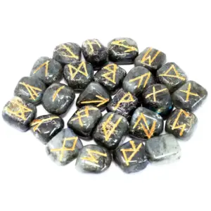 Runes Stone Set in Pouch – Labradorite | www.artisangoods.co.uk 2
