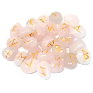 Runes Stone Set in Pouch  – Rose Quartz | www.artisangoods.co.uk 2