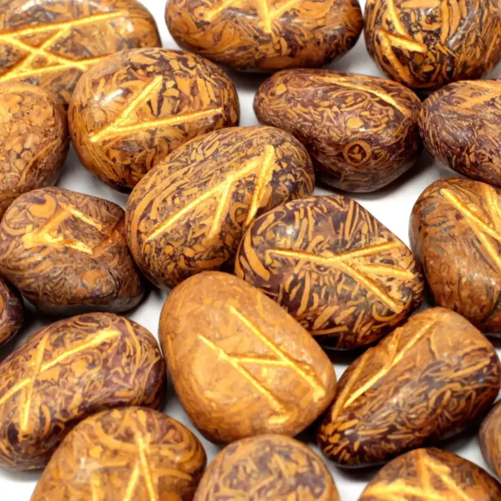 Runes Stone Set in Pouch – Snake Jasper | www.artisangoods.co.uk