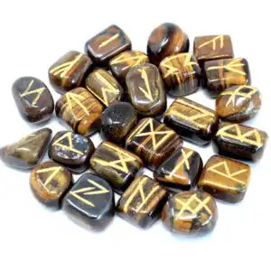 Runes Stone Set in Pouch – Tiger Eye | www.artisangoods.co.uk 1