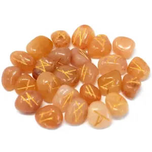 Runes Stone Set in Pouch- Yellow Aventurine | www.artisangoods.co.uk 2
