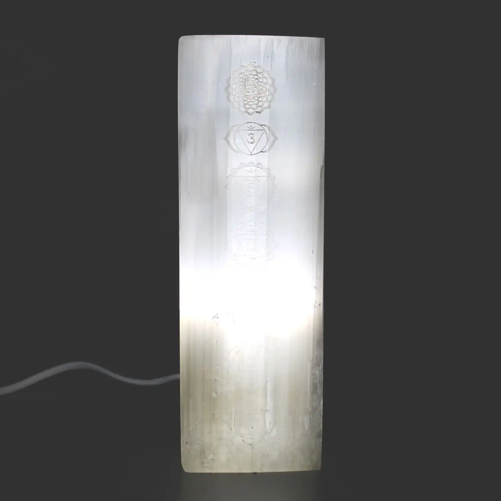Selenite Block Lamp 25cm – Chakra Lamp | www.artisangoods.co.uk 3 Selenite Block Lamp 25cm – Chakra Lamp | www.artisangoods.co.uk 2